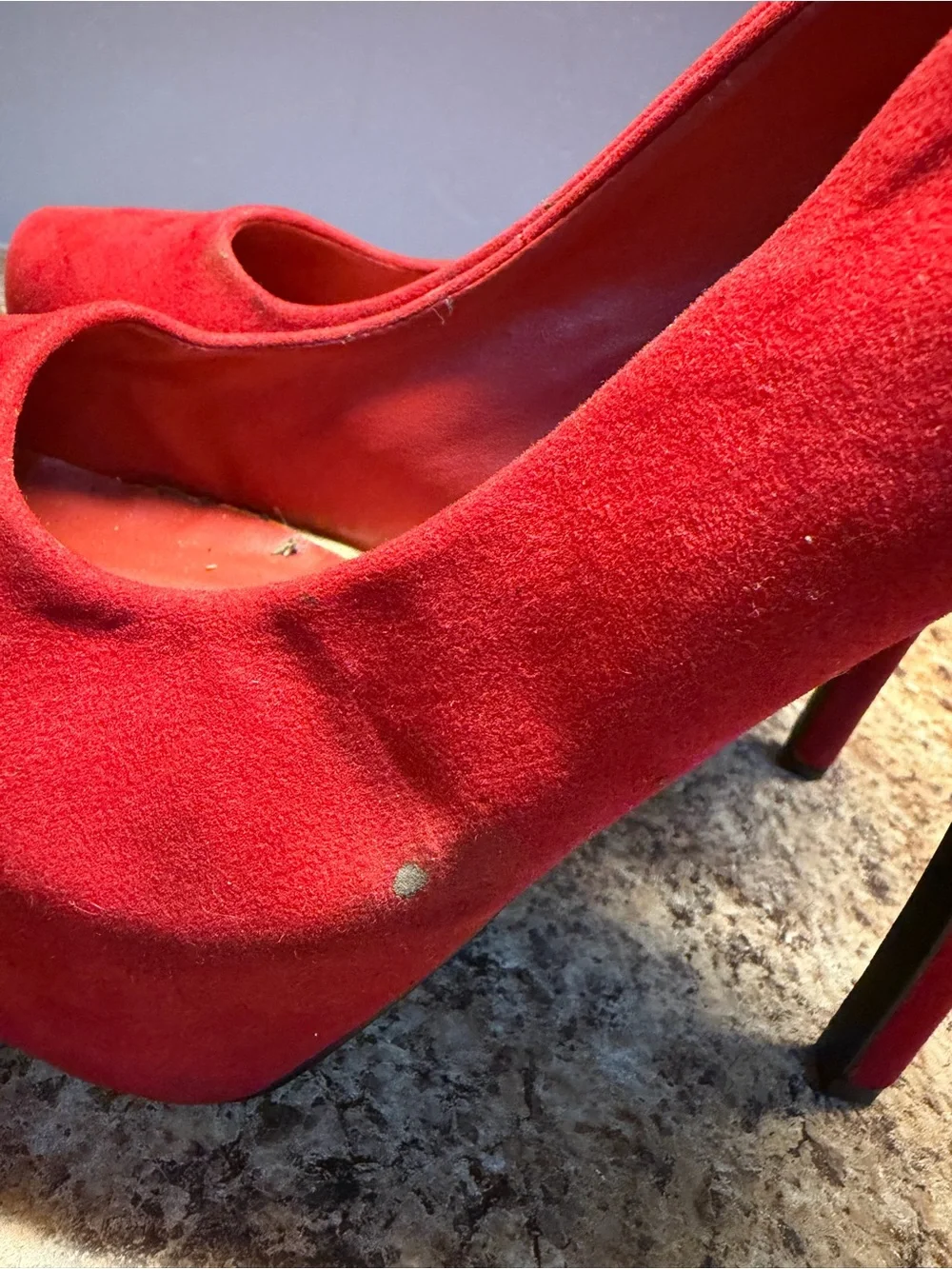 Paprika Red Suede Platform Stiletto Pumps